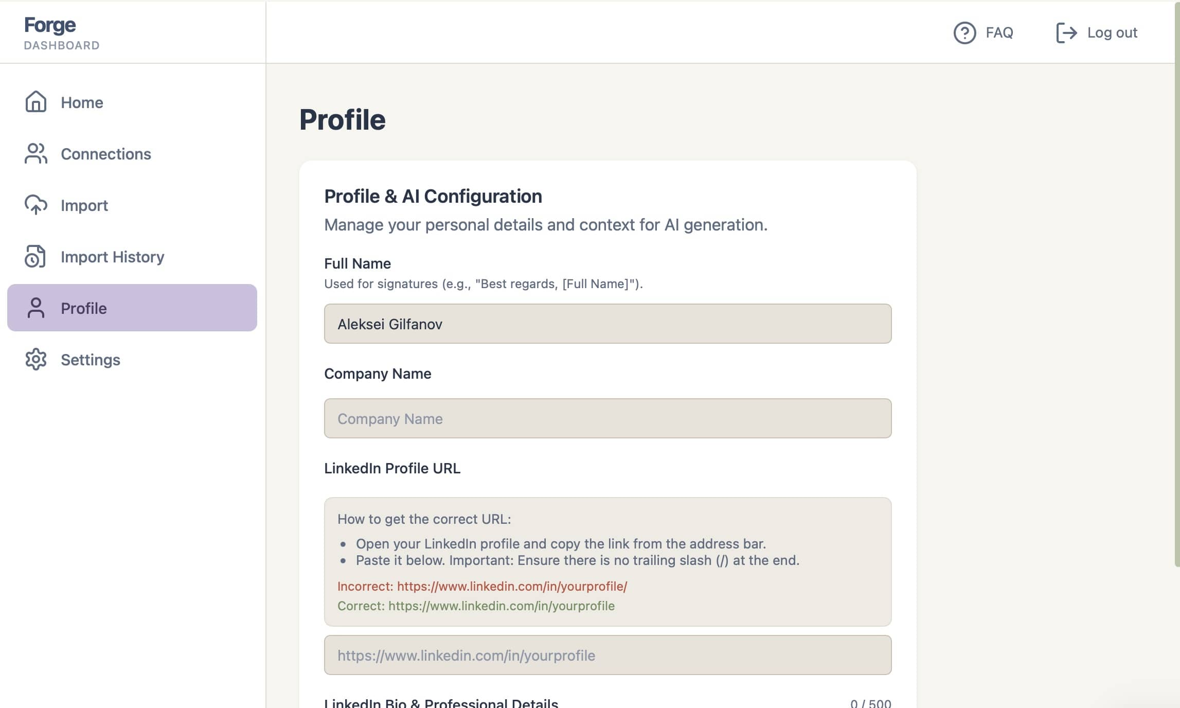 Forge Profile Preview